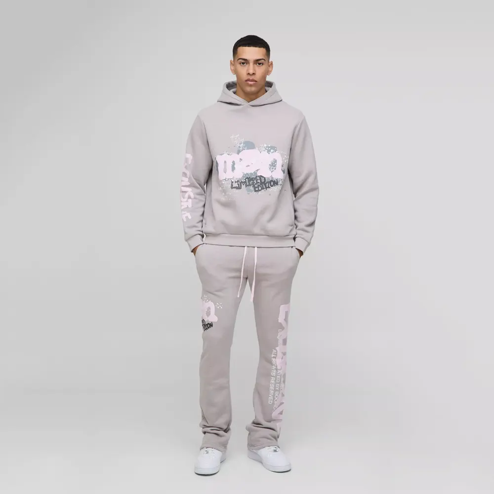 Oversized Boxy Graphic Hooded Zip Tracksuit