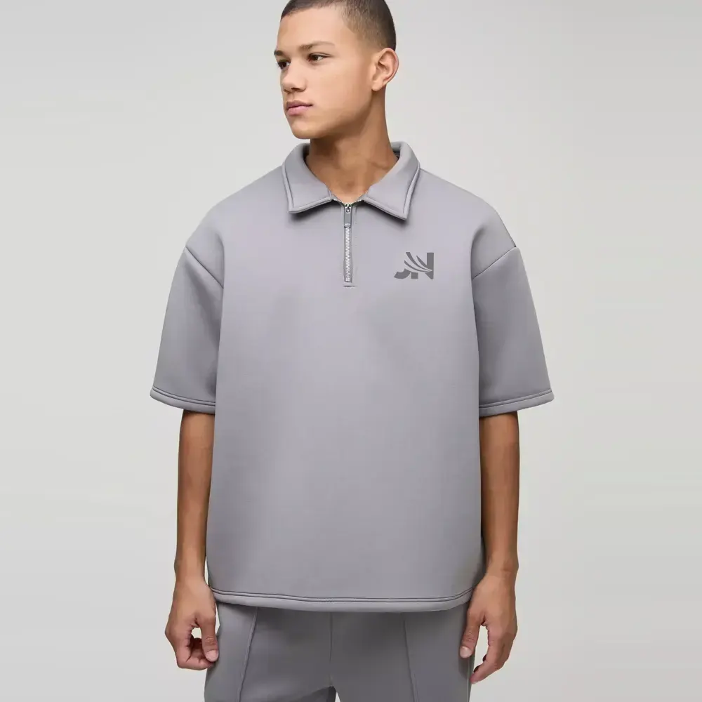 Oversized Short Sleeve Bonded Scuba Polo