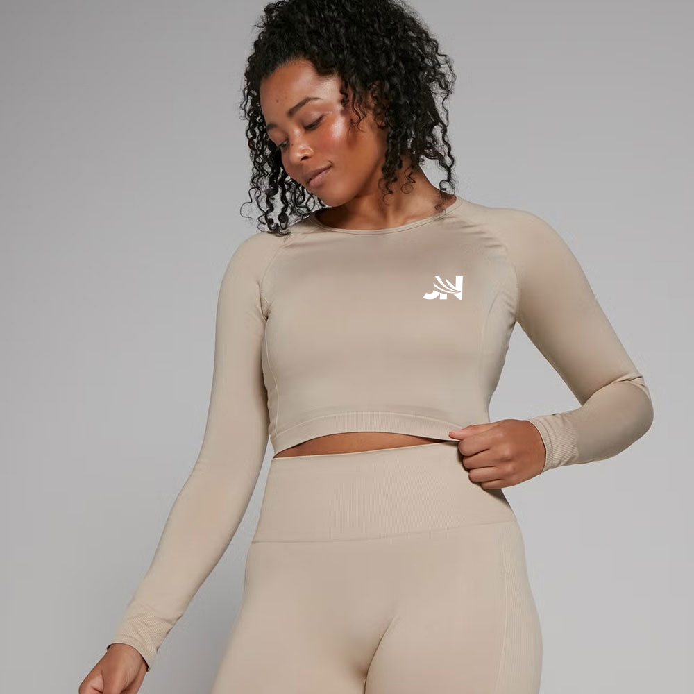 Seamless Long Sleeve Crop Top – Sandstone