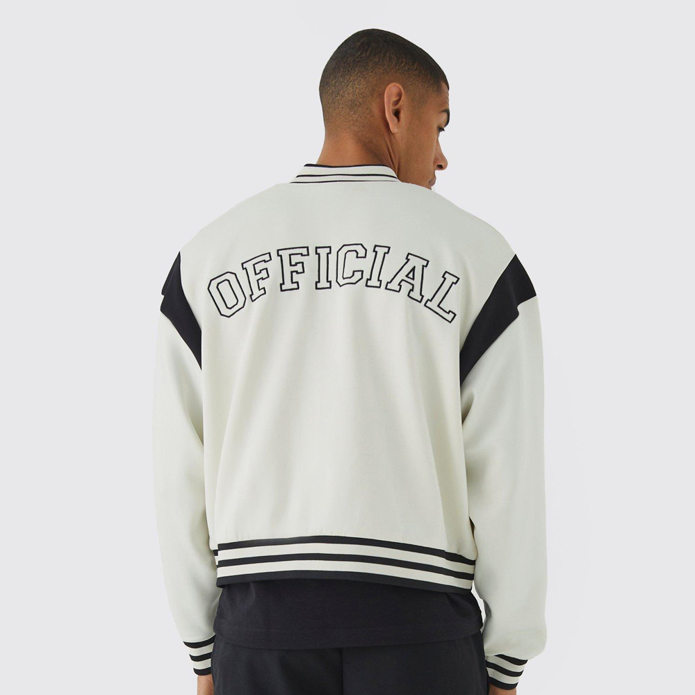 Oversized Applique Basketball Jersey Varsity Jacket