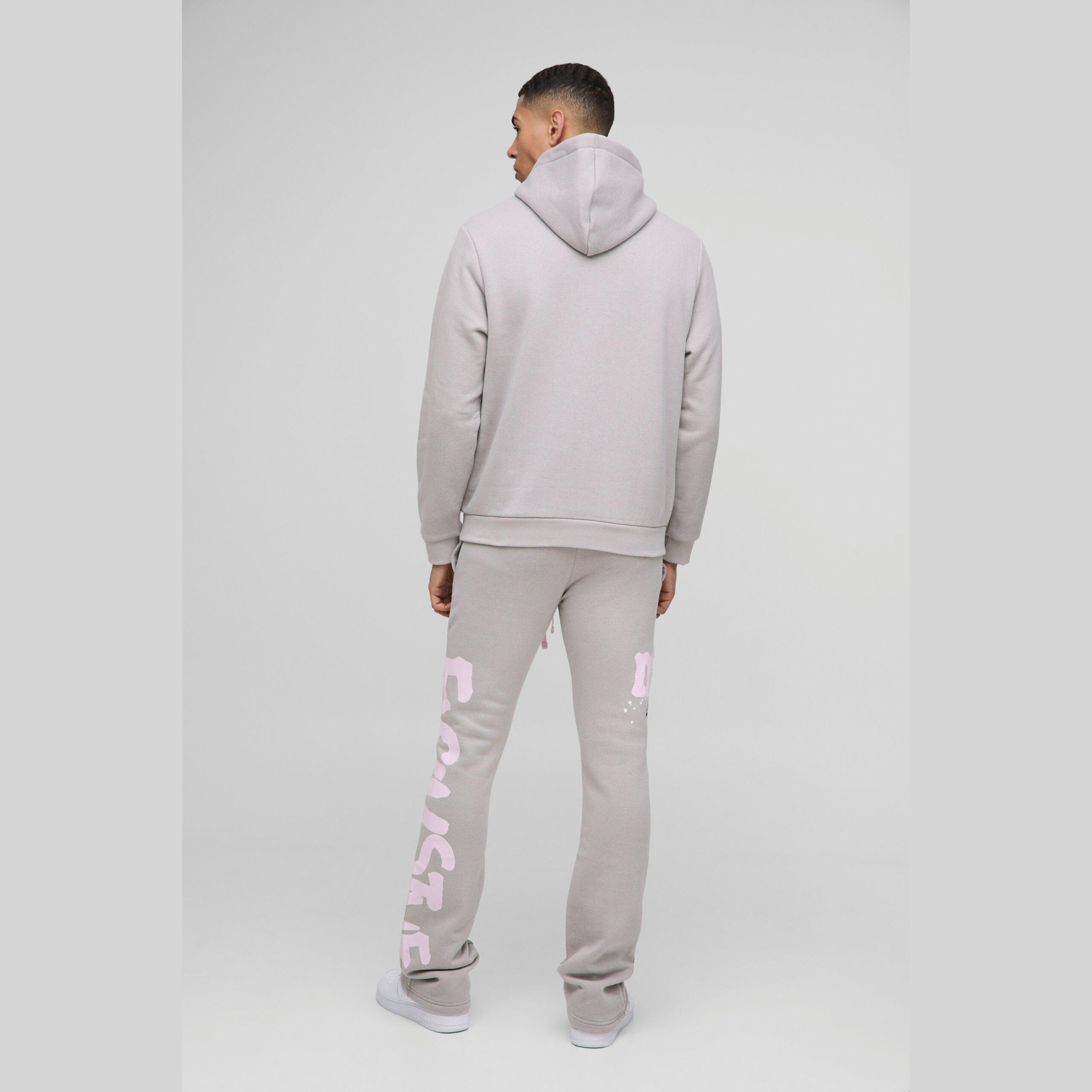 Regular Fit Man Graphic Flared Stacked Hooded Tracksuit
